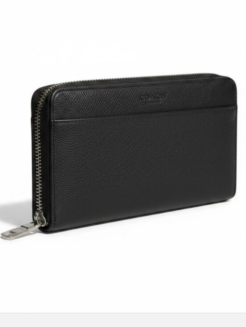 Coach Black Leather XL Accordion Zip Around Wallet GUC